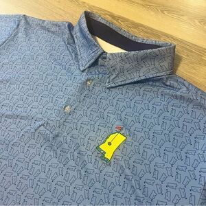 Eversole Run Mississippi Masters Golf Patterned Blue Dri-Fit Polo Men’s Size XL